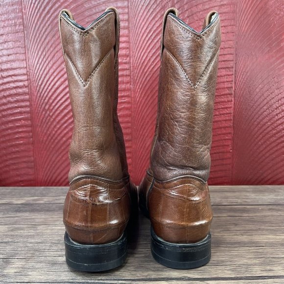 EL BUITRE VIERI Boots Hornback Crocodile Western Cowboy brown WMS Mex 26.5 US 10 - Picture 4 of 9
